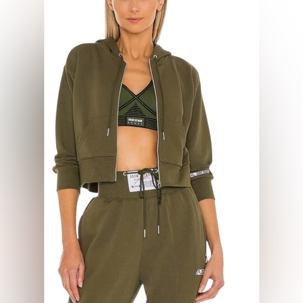 Adam Selman Sport Shrunken Hoodie M Tactical Green Full Zip Streetwear